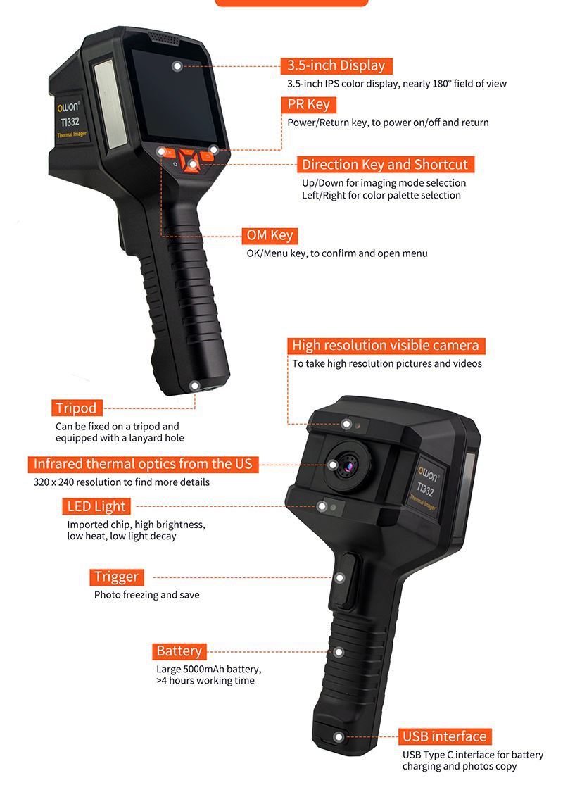 handheld thermal imager with camera and flashlight